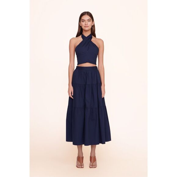 New NWT STAUD Smocked Kai Top Navy Sz M  $145 - Picture 3 of 6